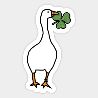 White Goose Steals Shamrock Sticker